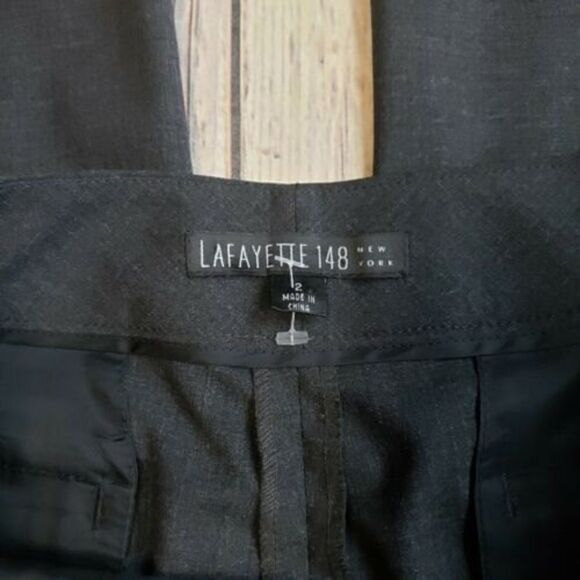 Lafayette 148 Womens Gray Pants Virgin Wool Stretch Career Trouser Black Size 2 - Picture 4 of 8